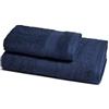 ZUCCHI Solotuo - Set Asciugamani Da Bagno Viso e Bidet, Spugna di Cotone 560 gr Coppia Asciugamani da Bagno Grande con Ospite - Indigo 3340