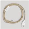 creative cables Creative-Cables Cablaggio per lampada con cavo in juta da 1,8 m - (Cavo 2x0,75 mm² beige RN06, spina EU e interruttore bianchi) - Conforme a standard di sicurezza