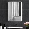 HOMCOM Specchio Bagno con Luce LED a 3 Colori, Luminosità Regolabile, Specchio da Parete in Vetro Temperato Reversibile, Funzione Memoria, Antiappannamento, Touch, IP44, 70x50 cm