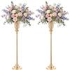 NUPTIO Vaso Oro Centrotavola Matrimonio: 2 Pezzi 77.5cm Alti Vasi Tromba Fiori per Nozze Centro Tavola - Metallo Portafiori per Natale Compleanno Festa Decorazione