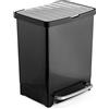 TATAY Contenitore Differenziata con Pedale 25L | 2 Scomparti (17L + 8L) | Interno ed Esterno | Per Sacchetti da 30L | Plastica Resistente Senza BPA | 33,5x31x42 cm, Nero