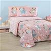 Caleffi Copriletto Trapuntato In Cotone Cuccioli - Misura Singolo Una Piazza 165 x 265 cm - Colore Rosa Kids