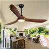 OUENGK Ventilatore a Soffitto con Luce Grande 178 cm in Legno Massello, 3 Marrone Pale con Telecomando, Motore DC Silenzioso, Per Interni/Esterni Grandi Spazi, Soggiorno, Sala da Pranzo, Patio, Gazebo