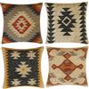 INDACORIFY Set da 4 pezzi Fodera per cuscino Kilim in lana e iuta Tessuta a mano vintage turca Copricuscino decorativo Federe per la casa (Stile- 16)