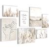 Novart Quadros - Completamente Pronto Da Appendere - Immagini - Boho Spiaggia - 7 Pezzi Set Moderni - N023371a