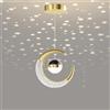 Mengjay LED Lampadario a sospensione,LED Forma di Luna Moderna Lampada a Sospensione,Plafoniera Fata Lampada Luna e Stelle Lampada a Sospensione Camera da Letto Lampadario (Oro(Caldo))