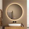 EMKE Specchio Rotondo da Bagno con Illuminazione, 60 cm,Specchio LED con 3 Colori di Luce Dimmerabili, Interruttore Tattile e Funzione di Memoria, Specchio Rotondo per il Bagno