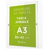 3DScube Espositore in plexiglass da parete, targa a tasca apribile in plexiglass, porta avvisi e depliant formato A3 verticale 30×42 cm, completa di borchie in alluminio