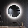 SONNI Specchio Bagno Rotondo con Luce 60 cm 3 luci di colore LED Single Touch con Antiappannamento Specchio da Parete Moderno Smerigliato