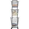 DOPBENT Cesto portabiancheria su ruote, carrello portabiancheria a 3 scomparti, grande cesto per la biancheria con manici 32 x 26 x 123 cm, carrello per la biancheria per bagno, lavanderia (nero)