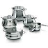 Barazzoni Tummy Batteria 10 pezzi, Made in Italy. Acciaio Inox 18/10, Induzione+Gas.Triplo fondo. PFAS free.