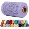 LEREATI Corda Macrame 1mm x 200m Filo Macrame Cordoncino Cotone Spago Colorato, Macramè Filo Cordino per Borse Uncinetto, Arazzo da Parete, Decorazioni, Fai da Te Artigianale (Viola)