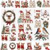 WANDIC Milu - 3 fogli di adesivi trasferibili con animali natalizi, motivo: cervo e calze natalizie, per scrapbooking, conigli, tazze, decoupage, carta per decoupage per mobili, 15 x 30 cm