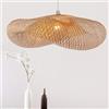 COCOL Lampada A Sospensione E27 Lampada da Soffitto Vintage Pendente in bambù LED Luce Tessuti Mano Luci Pendente Industriale Indoor Naturale Plafoniera Soggiorno Caffetteria Lampadari,100cm