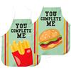 STAMPATEK Set Coppia di Grembiuli Divertenti da Cucina You Complete Me Panino Patatine Idea Regalo Anniversario Matrimonio San Valentino Grembiuli Abbinati da Cucina
