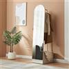 [en.casa] Specchio a Figura Intera con Stand Barra Appendiabiti Specchio Ovale da Terra Vano Porta Oggetti Vestiti Cappotti per Ingresso Camera da Letto Guardaroba 165x40x51 cm - Avena Oatmeal