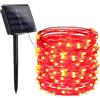 Kingcoo - Luci solari per esterni, impermeabili, 33 m, 100 LED, a energia solare, 8 modalità, in rame, per giardino, cortile, casa, Natale, festa di nozze, decorazione (rosso)