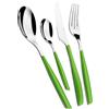 BUGATTI, Glamour, Set Posate 4 Pezzi in Acciaio Inox 18/10 e Manico Colore Verde Foliage. Servizio Posate per 1 Persone Composto da 1 Cucchiaio, 1 forchetta, 1 Coltello e 1 cucchiaino caffè