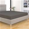 BANZAII TEXTILE INNOVATOR ONLINE Banzaii Lenzuolo sotto con Angoli Invernale Felpato in Flanella Anti-Pilling 100% Cotone Tinta Unita Una Piazza e Mezza 110/120 x 200 cm Grigio Scuro