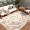 TAPISO Patio Tappeto Salotto Esterno Pelo Corto Design Moderno Motivo Floreale Foglie Effetto 3D tonalità Beige Sala Camera Terrazza Balcone Outdoor Indoor Oeko-Tex 160 x 220 cm