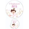PV Grafik® 100 Tag Adesivi Personalizzati con nome e data, Etichette Adesive per Battesimo e Nascita personalizzati con nome e data Scegli la tua Misura e Personalizza (Modello 49)
