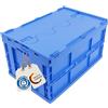 DieKlappbox - Cassa pieghevole robusta con coperchio, contenitore richiudibile 60L, cassetta spesa pieghevole, box trasporto plastica, Made in Germany, certificata TÜV, 60x40x33 cm, blu
