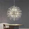 EFPD Lampadario di cristallo, dente di leone d'argento, lampadario a 9 luci con fuoco d'artificio per soggiorno, sala da pranzo, isola della cucina, lampadina G9 inclusa