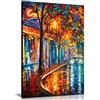 Panther Print Leonid Afremov - Dipinto a olio astratto su tela da parete per soggiorno, decorazione casa, Night Old Cafe, 76x51 cm (30x20in)