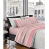IlGruppone Completo Letto Lenzuola Matrimoniale,100% Cotone, Set letto, Lenzuolo Sopra, Sotto e Federe 2 Piazze - Compose Rosa