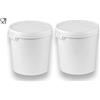 Silplast Secchio con coperchio bianco, 2 x 30 litri, impilabile per latte/scorte, secchio per miele in plastica adatta al contatto con alimenti secchio a norma alimentare per farina secchio per acqua, 2 pezzi