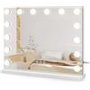 Dripex Specchio da Trucco con Luci, 50x42cm Hollywood da Toeletta con Lampadine a 14 Led Tre Colori di Luce e Funzione di Luminosità Regolabile con Controllo Tattile, Bianco