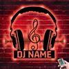 ASD Jewerly Nome personalizzato mucca Metal Sign, Microfono personalizzato e Cuffie Neon Sign Wall Art con luci a LED, Dj Name ha illuminato il segno principale, Music Room Music Studio Decor