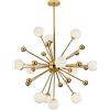 KCO Lighting Lampadario Moderno Sputnik in oro con 12 luci Lampada a sospensione con globo in vetro opalino Lampadario Starburst Lampade da sala da pranzo Lampada a sospensione da soffitto