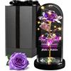 Maverton Rosa Stabilizzata con LED Personalizzata - Rosa Eterna nella Cupola di Vetro - Regalo Fidanzato Fidanzata Coppia - Regalo Anniversario Matrimonio Personalizzato con Dedica Incisa