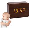 Zvn Zojne, orologio da comodino elettrico, orologio digitale in legno, sveglia a LED con livelli di luminosità regolabili e controllo del suono, orologio da scrivania estetico, sveglia digitale per