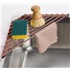 Tomorotec Scolapiatti compatto triangolare rivestito in silicone per lavello angolare, organizer pieghevole in acciaio inox da mettere sopra il lavandino e ripiano portaoggetti (caffè)