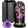 Maverton Rosa Stabilizzata con LED Personalizzata - Rosa Eterna nella Cupola di Vetro - Regalo Donna Compleanno Mamma Nonna Fidanzata Maestra - Regalo Anniversario Matrimonio