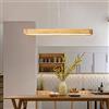 SAIVITT Lampada a Sospensione Legno antica LED Luce bianca calda/Neutra Lampadario Moderna Sala da Pranzo Ufficio Soggiorno Cucina Luce pendente Paralume in Acrilico Decorare D90*20cm Plafoniera Rettangolare