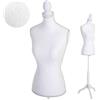 Mendler Manichino da sarta T220, busto da vetrina regolabile (torso femminile), con treppiede, in schiuma - bianco ricami