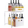 LANTUS Organizzatore Scorrevole Sotto Lavello a 2 Livelli, Cestelli Scorrevoli, Impilabile, Scaffali per Armadio Cucina Bagno, 29 x 38 x 49 cm (Bianco)