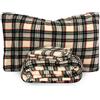 Morbidissimi Set Lenzuola Completo Letto in Pile Coral Tartan con stampa Scozzese, Termico, Morbido, Caldo per Letto Singolo Panna