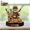 Reyrijf Personalizzato cervo caccia foto cartone animato stile placca, personalizzato stampa 2D caccia foto quadro cornice Buck cervo alce decorazione regalo per cacciatore, uomini papa papa nonno