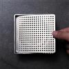 Besshepplo Scarico a pavimento in acciaio inossidabile, copertura quadrata per scarico della doccia, antiodore, grande, ricambio efficiente per capelli (9,2 cm)
