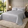 Clara Home Milano CLARA HOME Copriletto Matrimoniale 2 Piazze Colore Grigio Perla, Trapuntato in Raso Satin, Coperta Leggera Mezza Stagione, Autunno Primavera, Elegante per Camera da Letto, Made in Italy