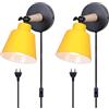 TOKIUS 2 pezzi Lampade da Parete Interno Vintage Applique da parete Moderno Faretti da Muro Retrò in Metallo e Legno E27 Plafoniere Cucina Per Cucina Camera da letto, Cavo di 1,8 m, regolabile