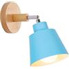 TOKIUS 2 pezzi Lampade da Parete Vintage Applique da parete Interno Moderno Applique in Metallo e Legno Lampadari e Plafoniere regolabile E27 Luce da Camera da Letto Soggiorno (1 pezzo, Blu)