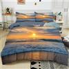 Generico Set Copripiumino 200x200 cm Tramonto Vista Mare Set Biancheria da Letto in Poliestere Cotone Morbida Reversibile Copripiumino per Letto Singolo Matrimoniale Aldult