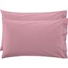 LARA MORADA - Coppia Federe Cuscino Letto, Con GUANCIALE, Tinta Unita, 100% Cotone, Made in Italy, 52X82cm + Pattina Rosa