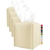 JESMINI Confezione da 4 copri-scatole per fazzoletti quadrati in pelle - [JESMINI, Beige] Moderno porta-scatola fazzoletti cubo in pelle PU per bagno/comodini/scrivania/tavolo da pranzo e auto, 5x5x5