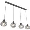 Qazqa saffira - Lampada a sospensione tavolo soggiorno Moderno - 4 luce - L 1340 mm - Nero - Moderno - Soggiorno I Camera da letto I Sala da Pranzo I Cucina